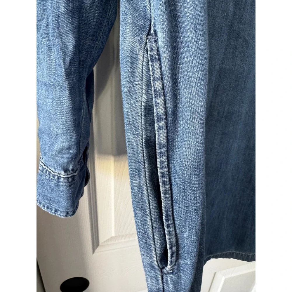 Gap Women Denim Shirt Dress Medium Wash Western Cotton Long Sleeve M Pockets